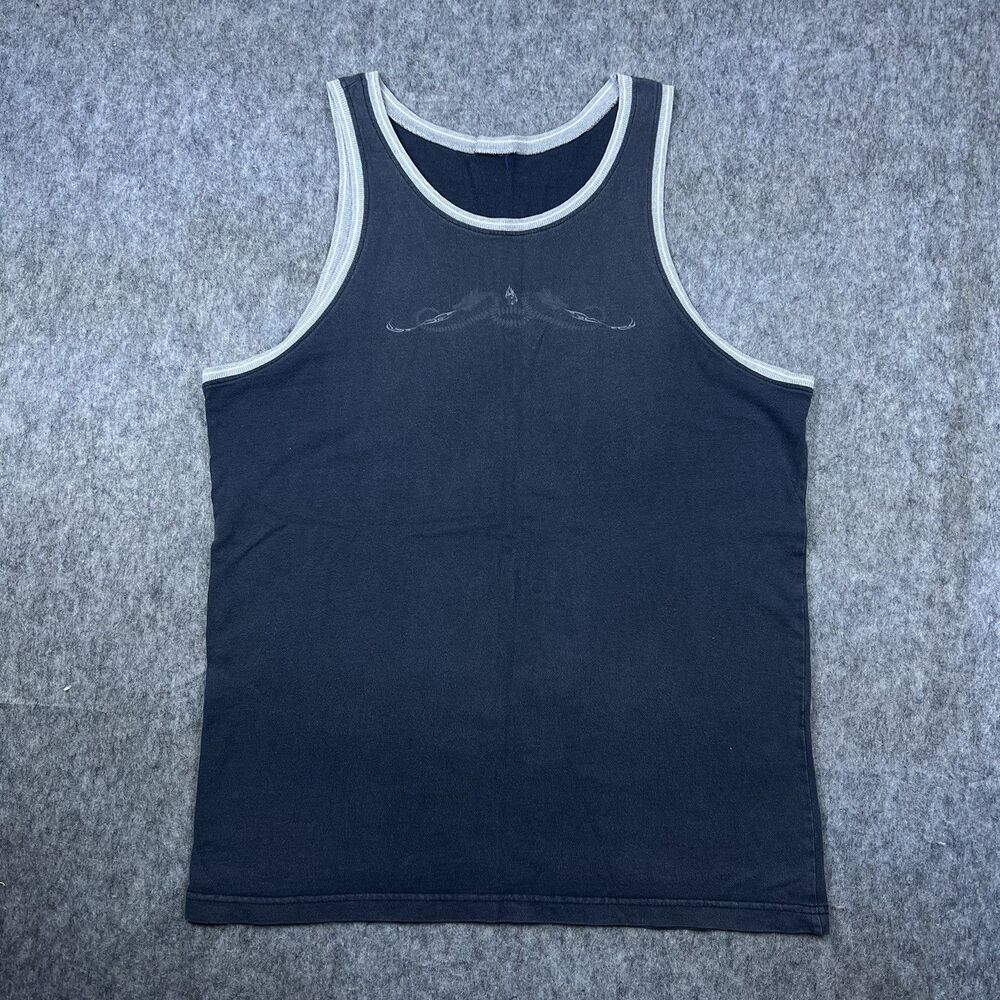 Vtg Old Navy Men's Tank Top Shirt Dragons Navy Blue Gray Faded Y2K Size Large